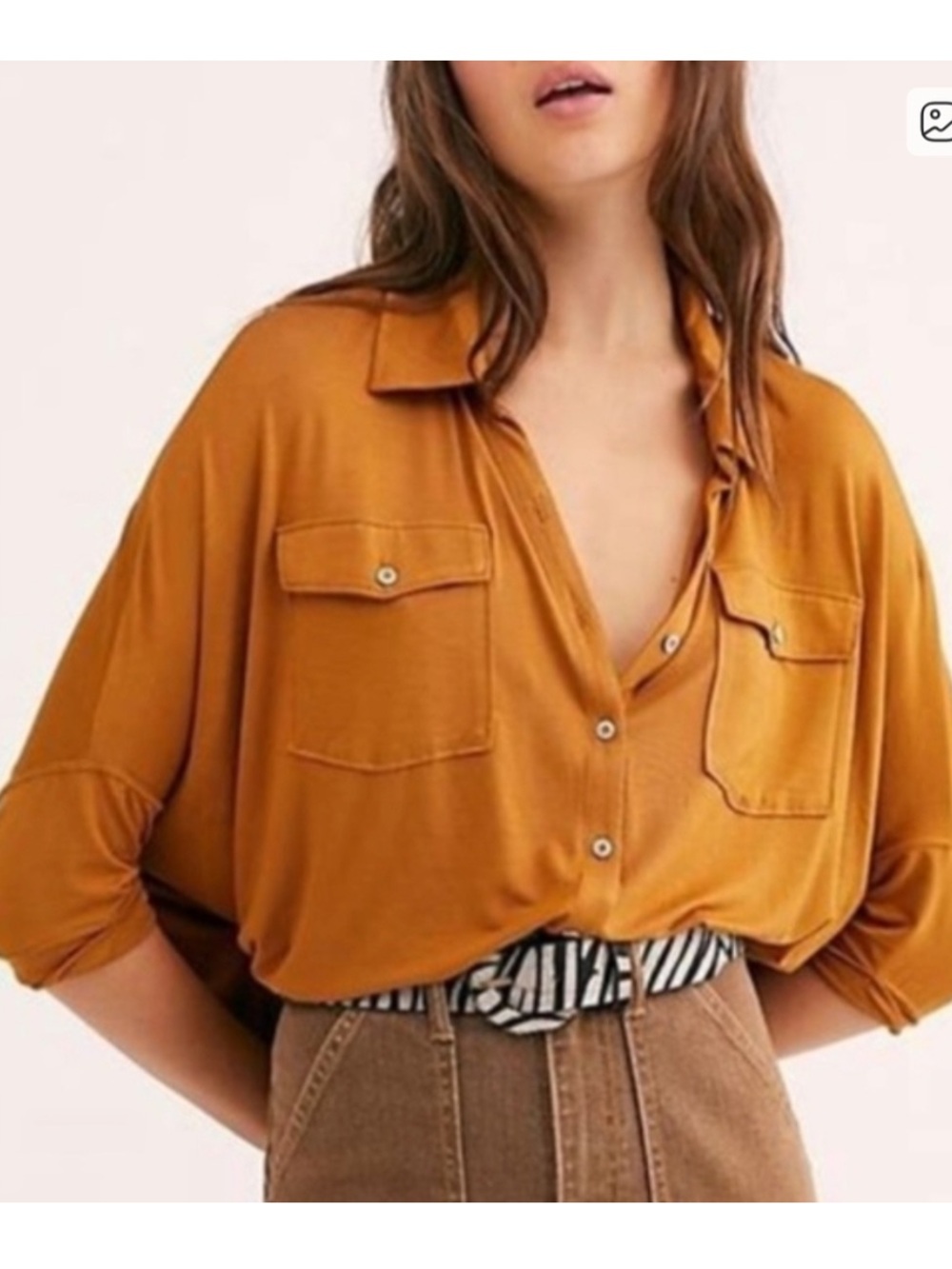We The Free Relaxed Button-Down Shirt in Mustard